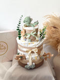 Windeltorte Dino, Windeltorte Junge, grün, Geschenk zur Geburt, 35 Windeln, Babyparty