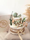 Windeltorte Dino, Windeltorte Junge, grün, Geschenk zur Geburt, 35 Windeln, Babyparty