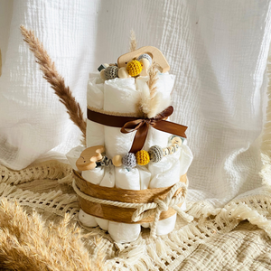 Windeltorte Baby, Geschenk zur Geburt, Windeltorte Waldtiere, Geschenk Baby