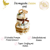 Windeltorte Baby, Geschenk zur Geburt, Windeltorte Waldtiere, Geschenk Baby