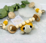 Crocheted pacifier chain and stroller chain “turtle”